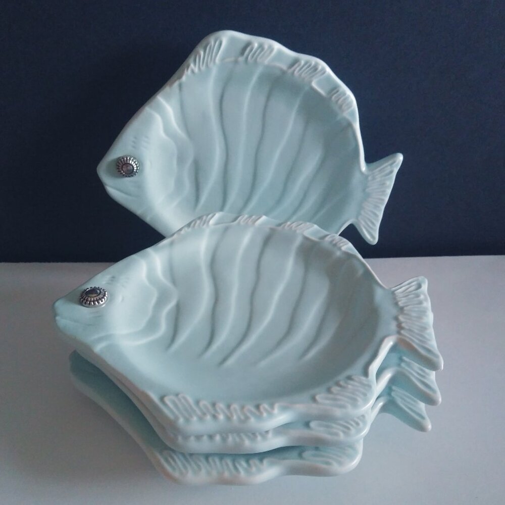 Mud Pie Fish Plates 5.5 inch Set of 4 Charcuterie Tapas Lot